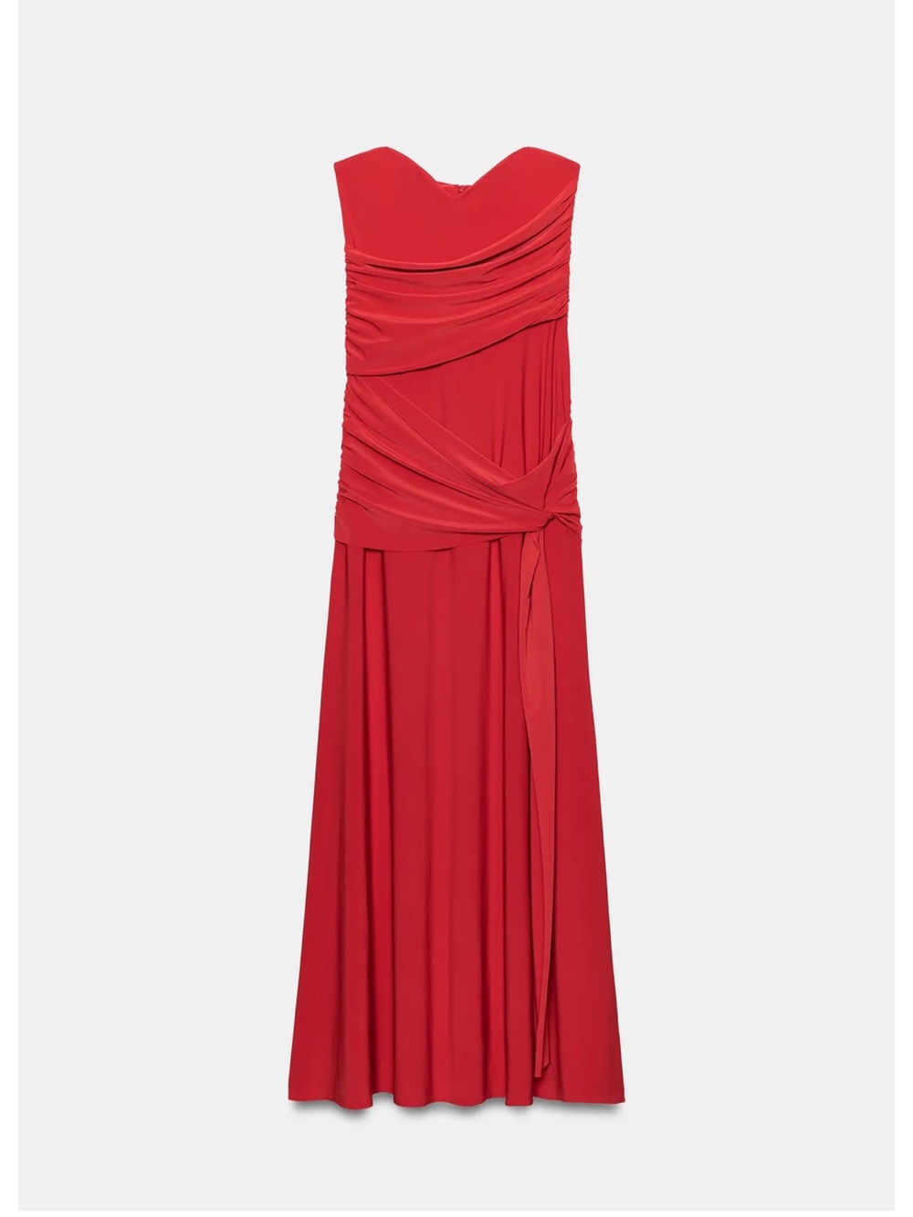 Zara Strapless Red Draped Long Dress
